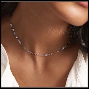 Clearance! NEW PAPERCLIP SMALL LINK DELICATE CHOKER NECKLACE